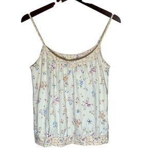 VTG Y2K Express Yellow Floral Babydoll Cami Tank Sleeveless Top Sz Large w/Bra
